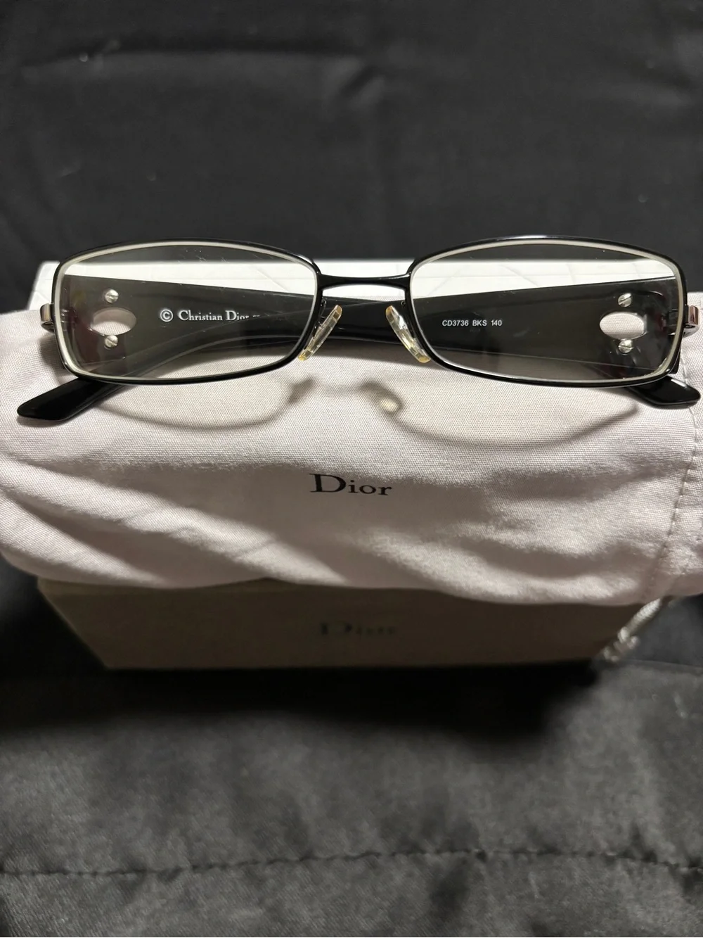 Dior Black and Gold Rectangular Eyeglasses